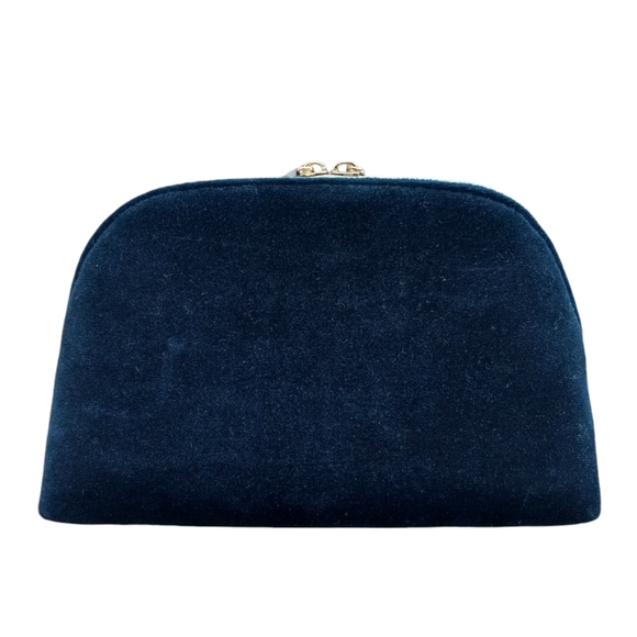 Christian Dior Dior Navy Velvet Makeup Cosmetic Pouch Bag NEW - Picture 2 of 5